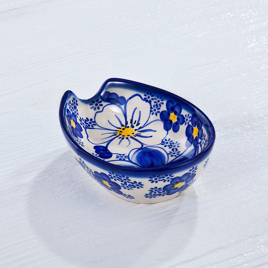 Polish Pottery ''Blue Cosmos'' Floral Spoon Rest