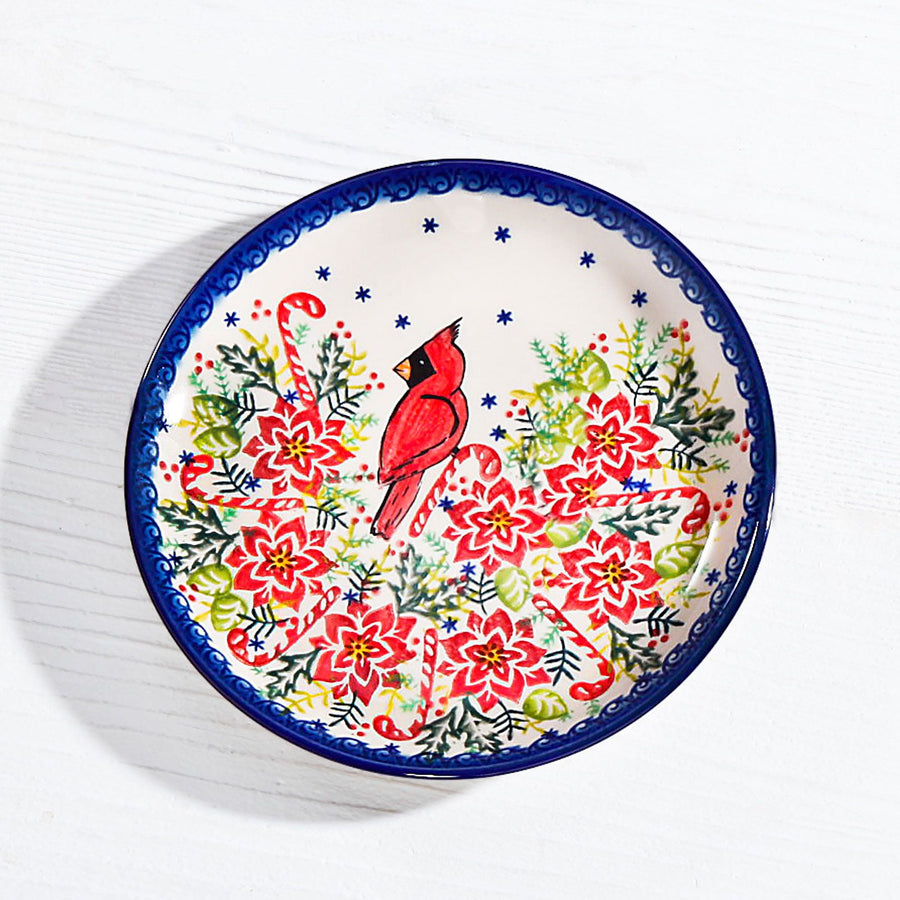 Polish Pottery ''Winter Cardinal'' Small Plate