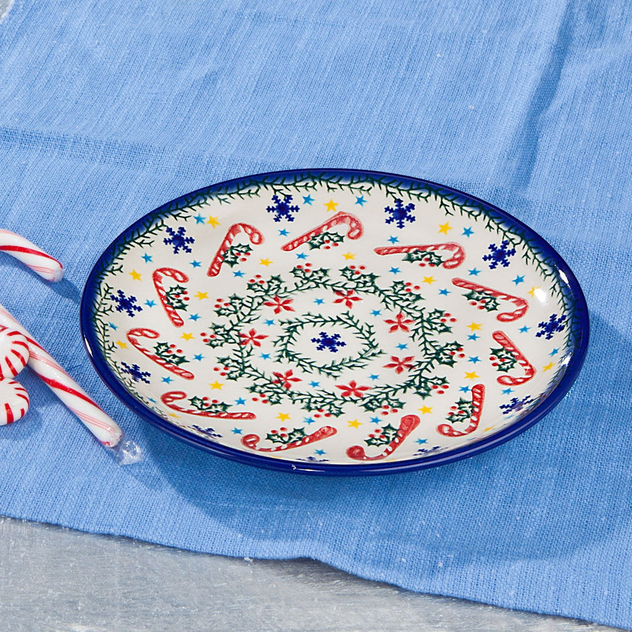 Polish Pottery ''Candy Cane Kisses'' Small Plate