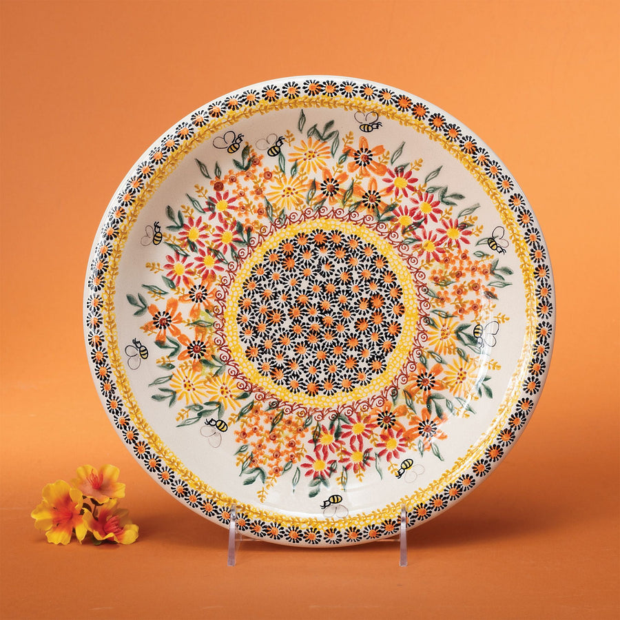 Polish Pottery Pollinating Posies Dinner Plate
