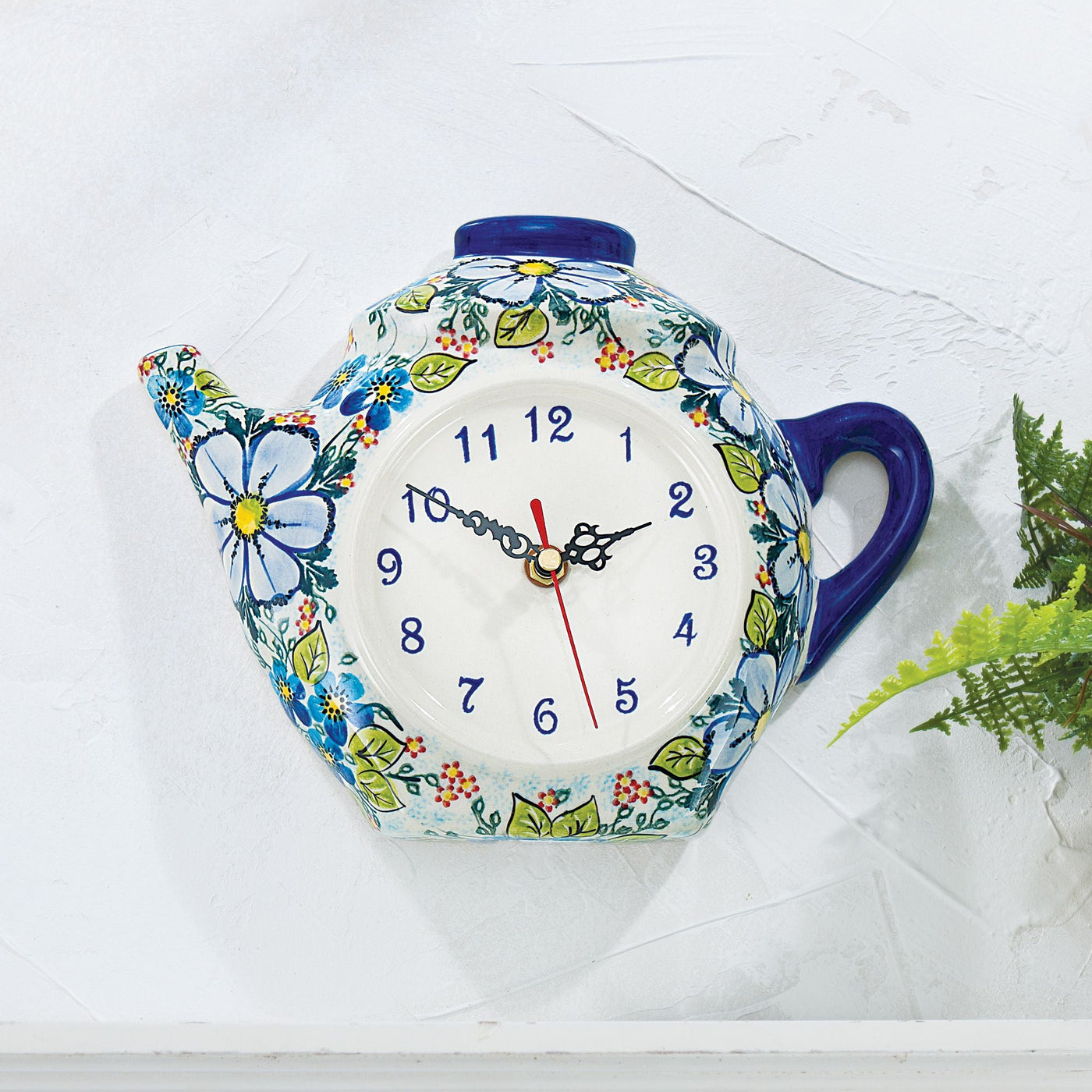 Polish Pottery ''Forget-Me-Not'' Clock