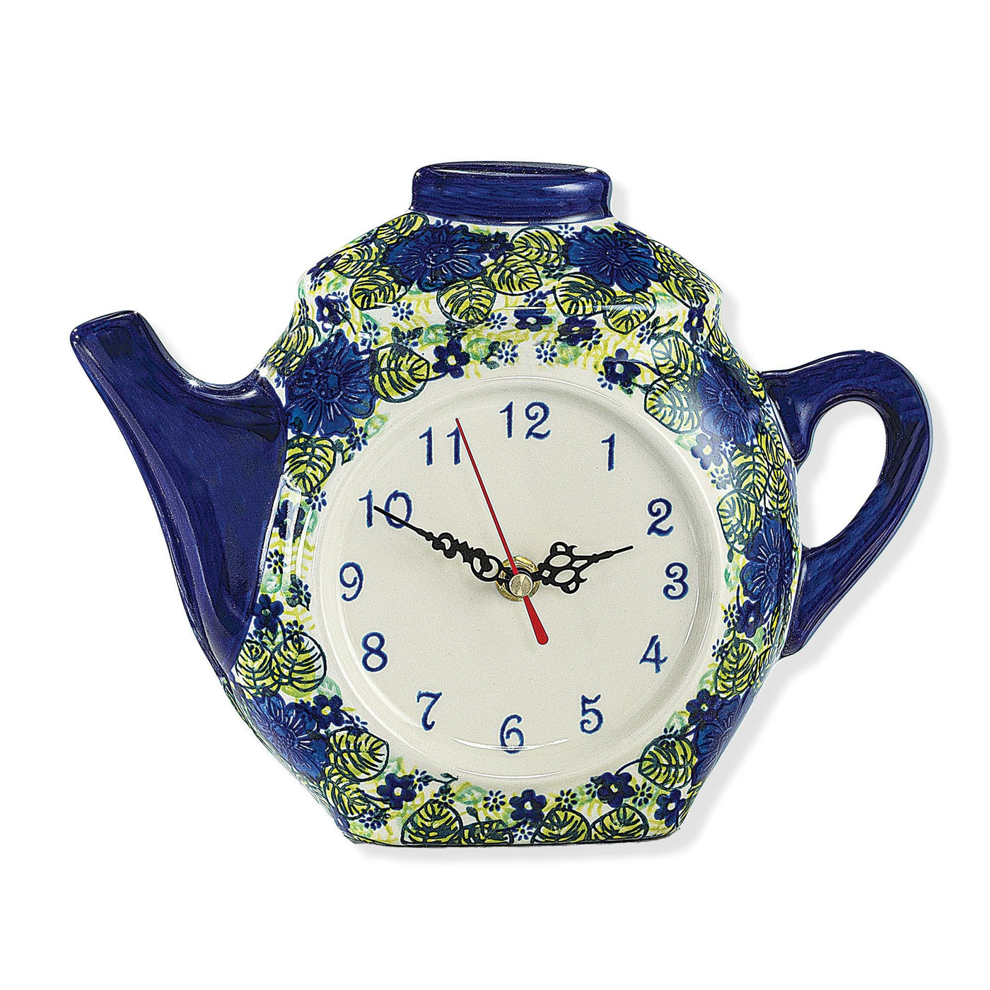 Polish Pottery Blue Beauties Floral Clock
