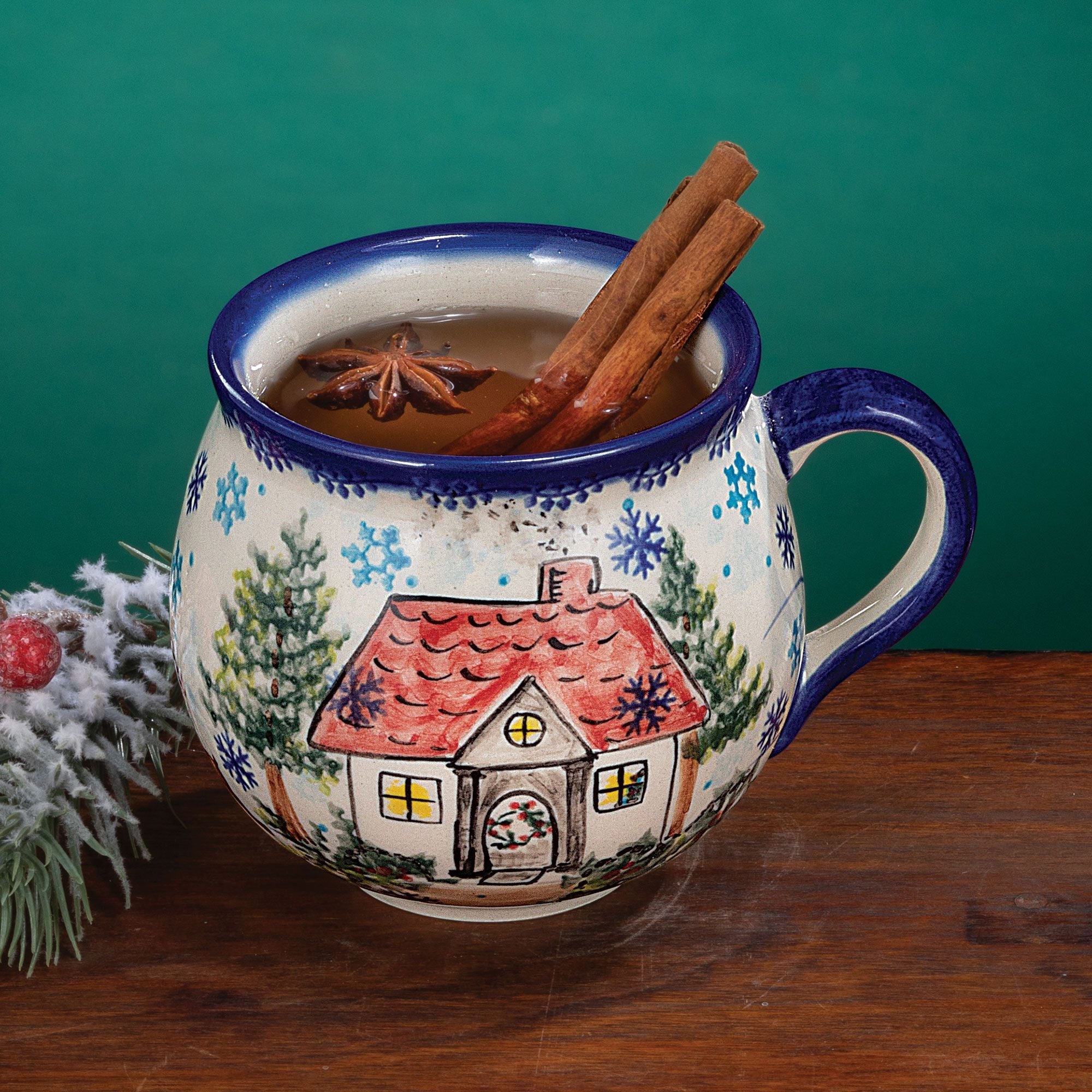 Polish Pottery Home For The Holidays Bubble Mug