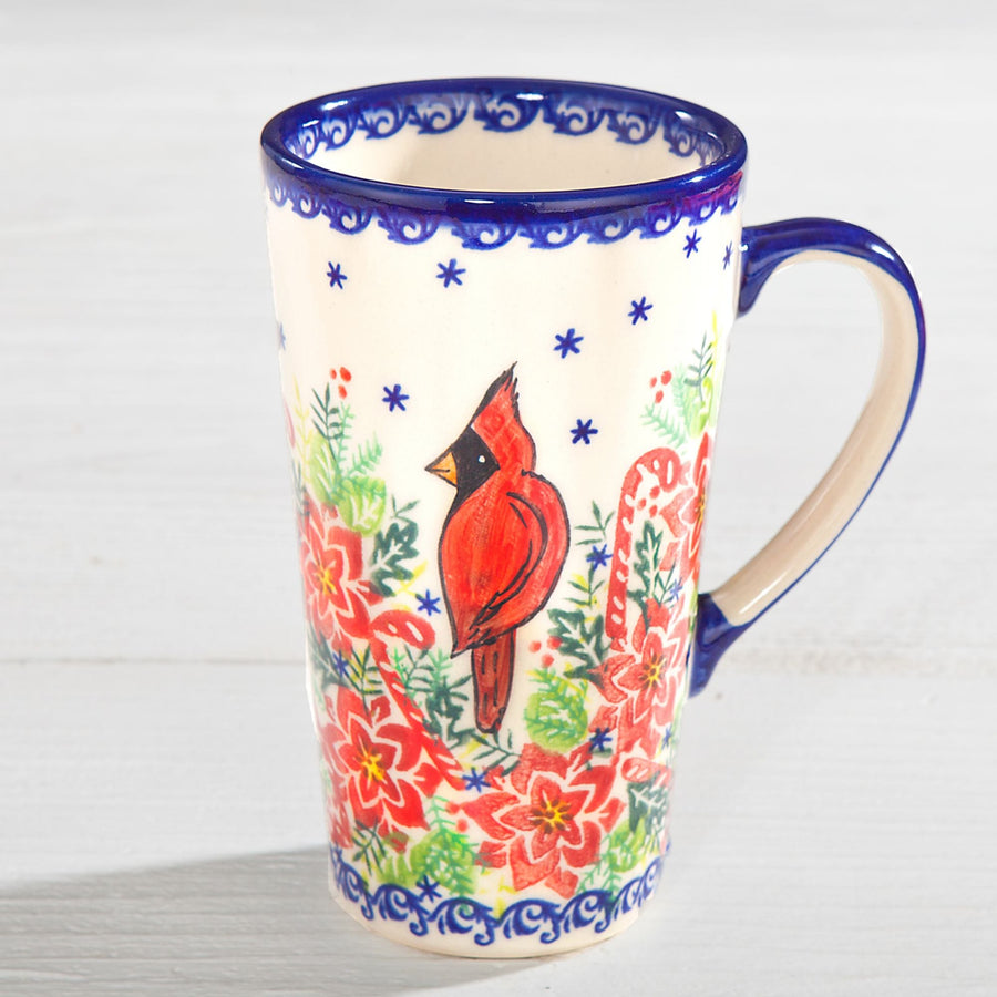 Polish Pottery ''Winter Cardinal'' Mug, 8oz.