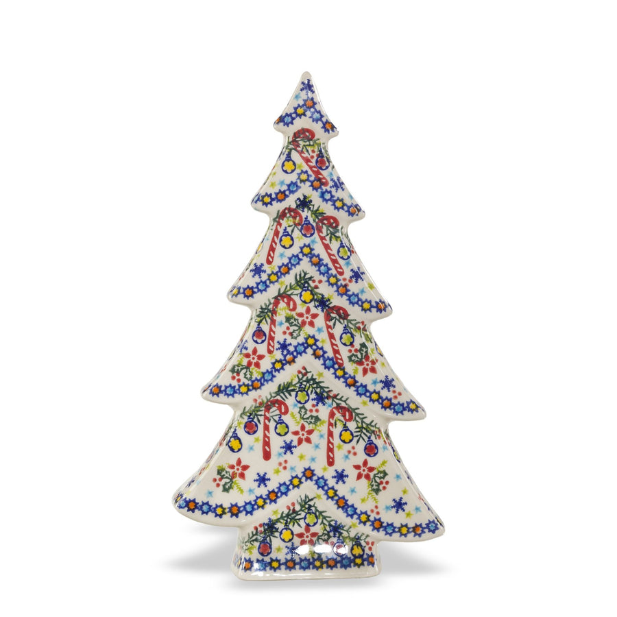 Polish Pottery ''Candy Cane Kisses'' Christmas Tree Sculpture