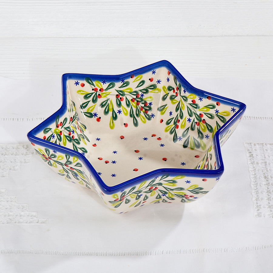Polish Pottery ''Berries & Boughs'' Star Bowl