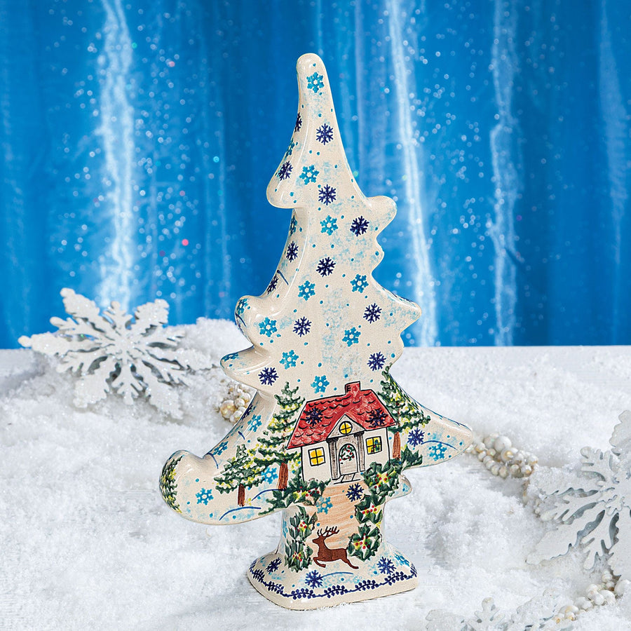 Polish Pottery Home For The Holidays Tree Sculpture