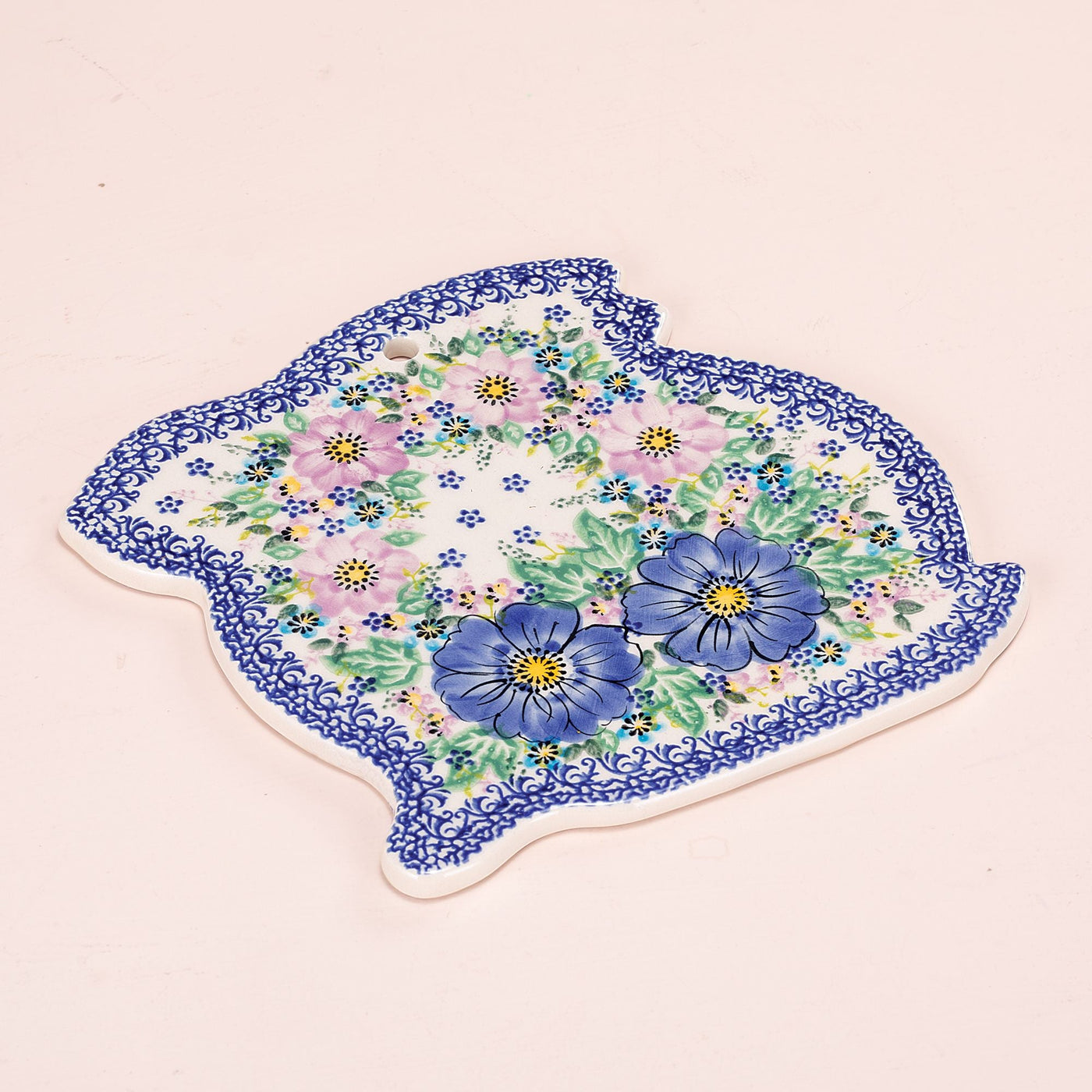 Polish Pottery Ring Around The Posies Bunny Plate