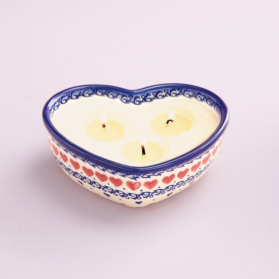 Polish Pottery Sweetheart Candle