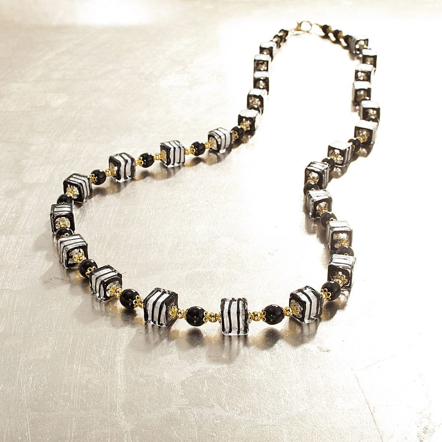Murano Glass Concentric Cubes Long Necklace