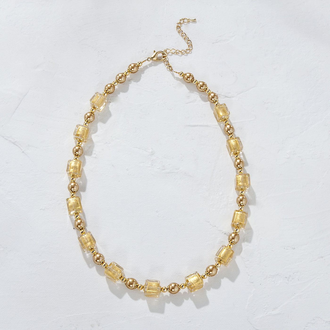 Murano Glass Gold Cube Necklace