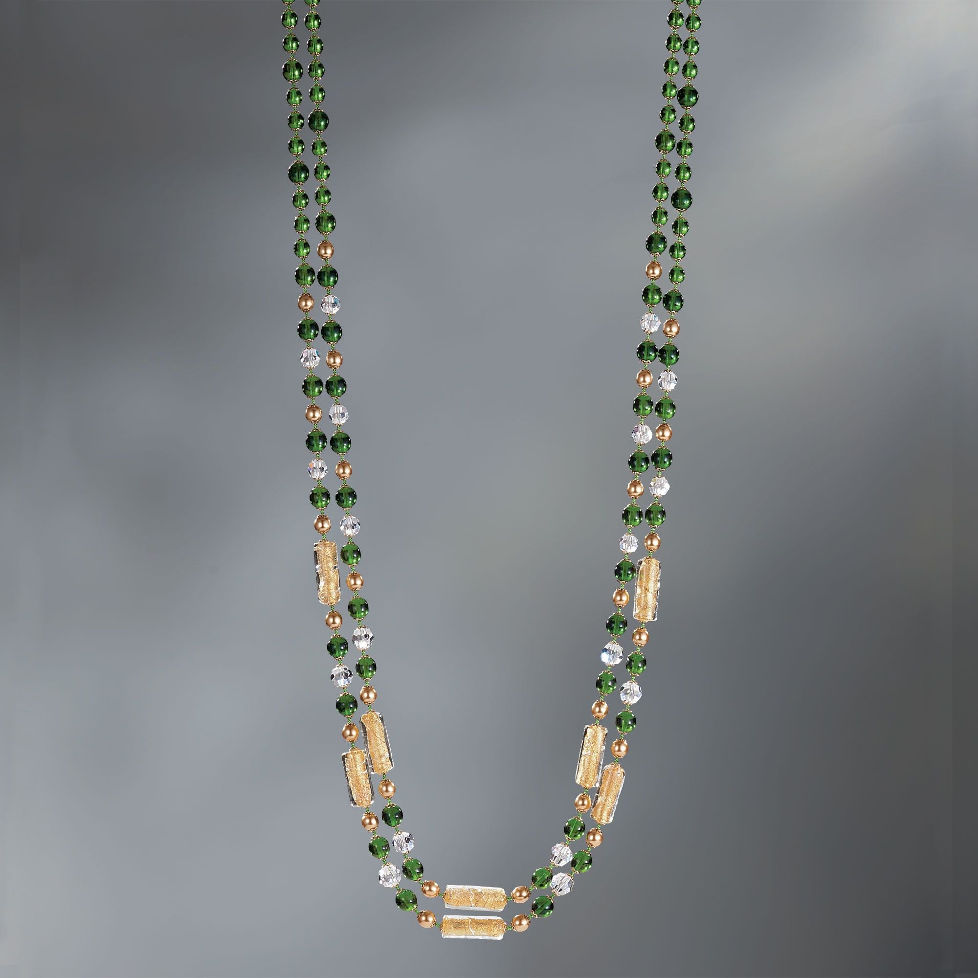 Murano Glass Pearl Green ''Long & Luxurious'' Necklace