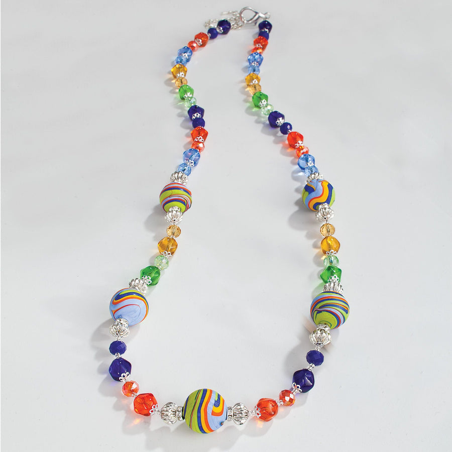Murano Glass Marbled Matte Beaded Necklace