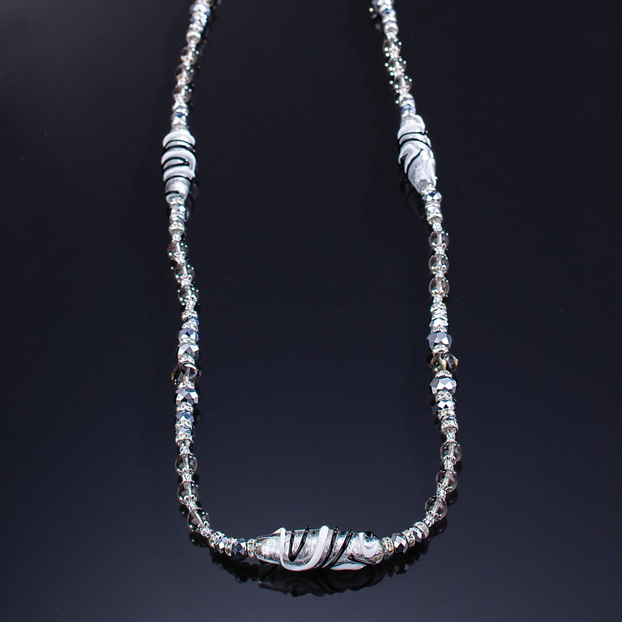 ''Silver Skyline'' Murano Glass Necklace
