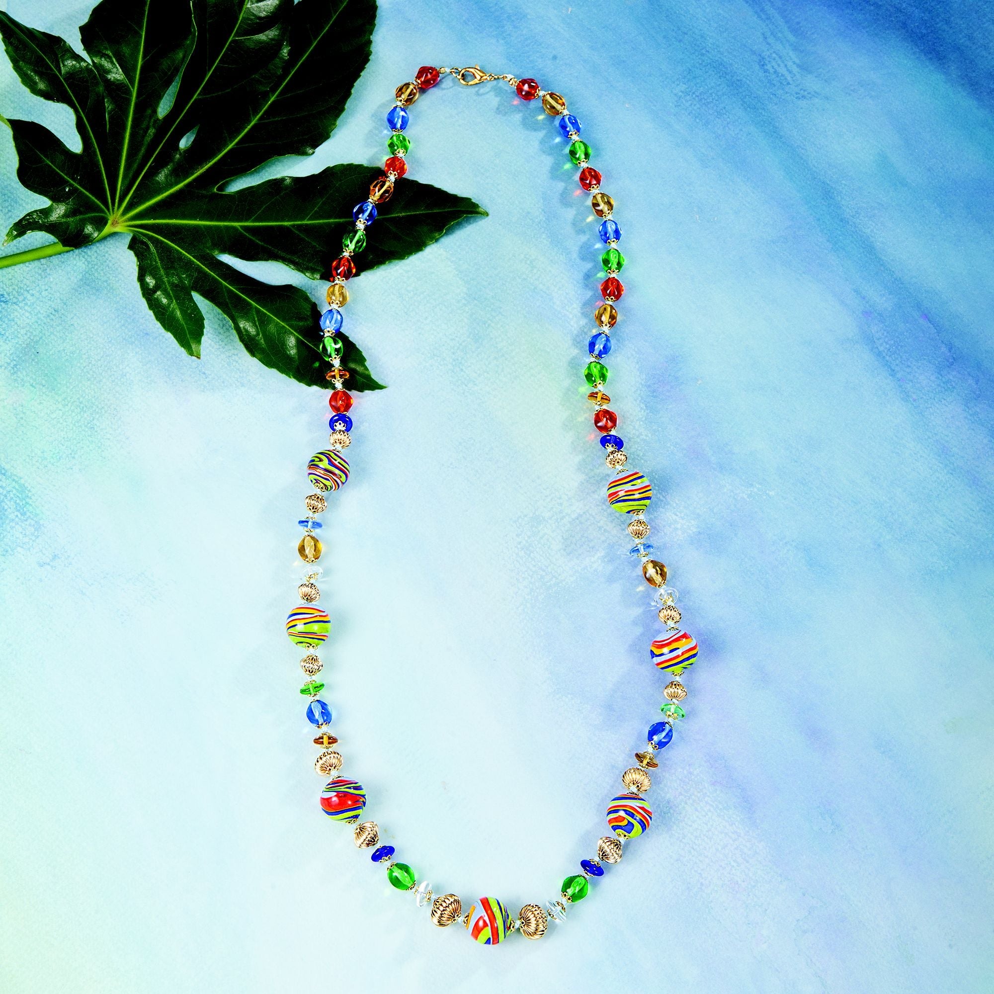 Beaded Rainbow Murano Glass Necklace