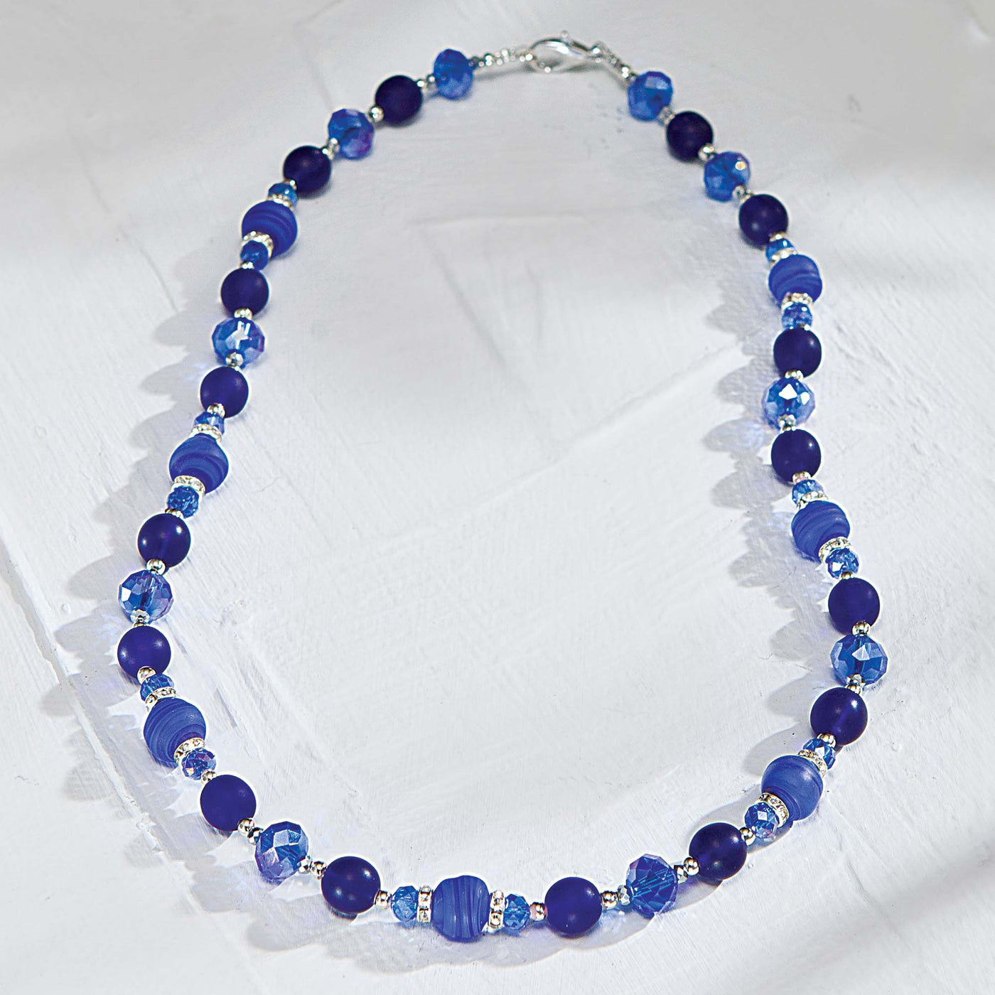 Matte Cobalt Beaded Murano Glass Necklace