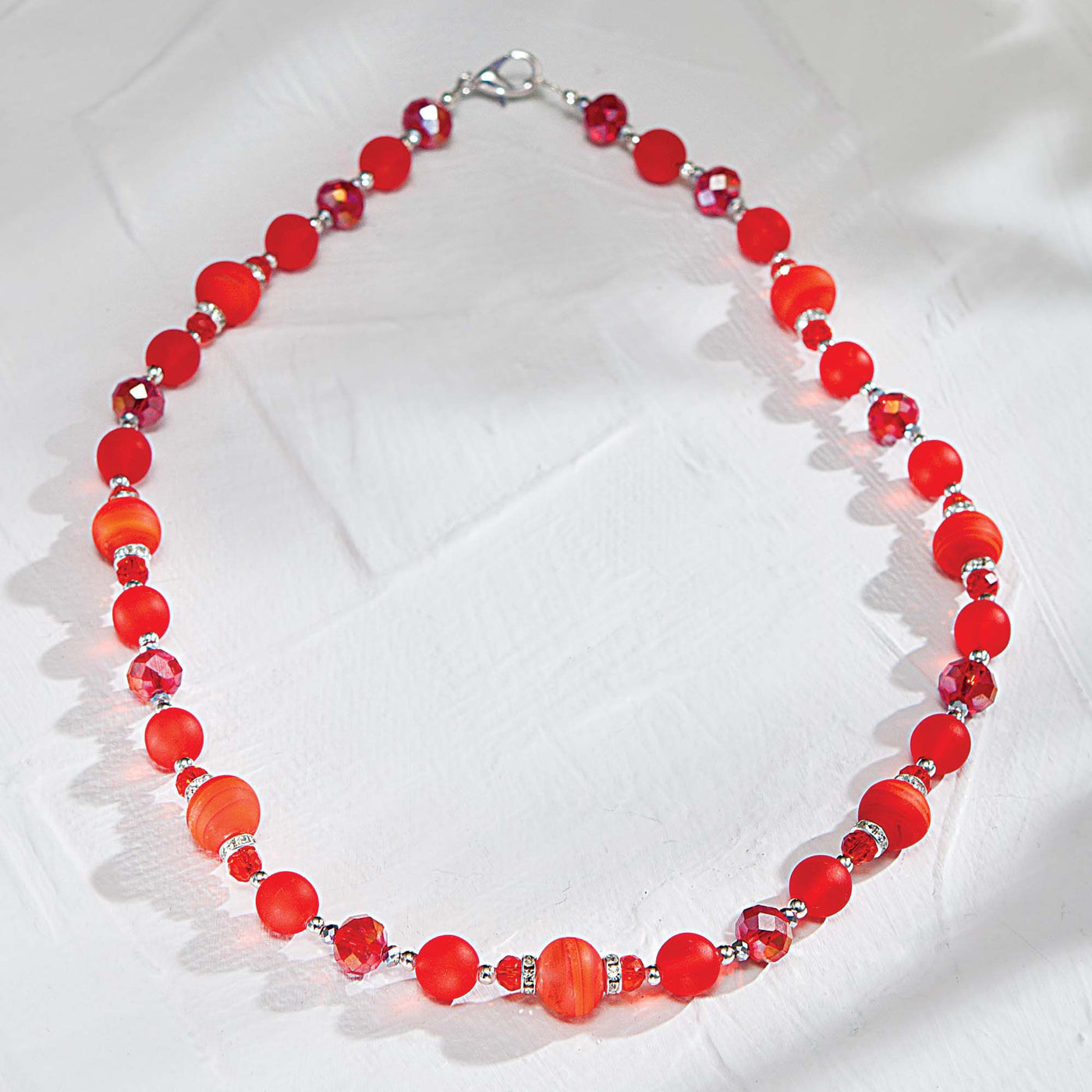 Matte Orange Beaded Murano Glass Necklace