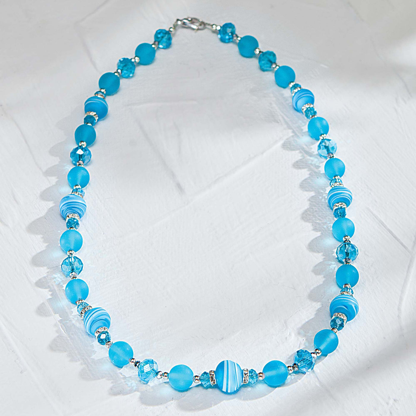 Matte Aqua Beaded Murano Glass Necklace