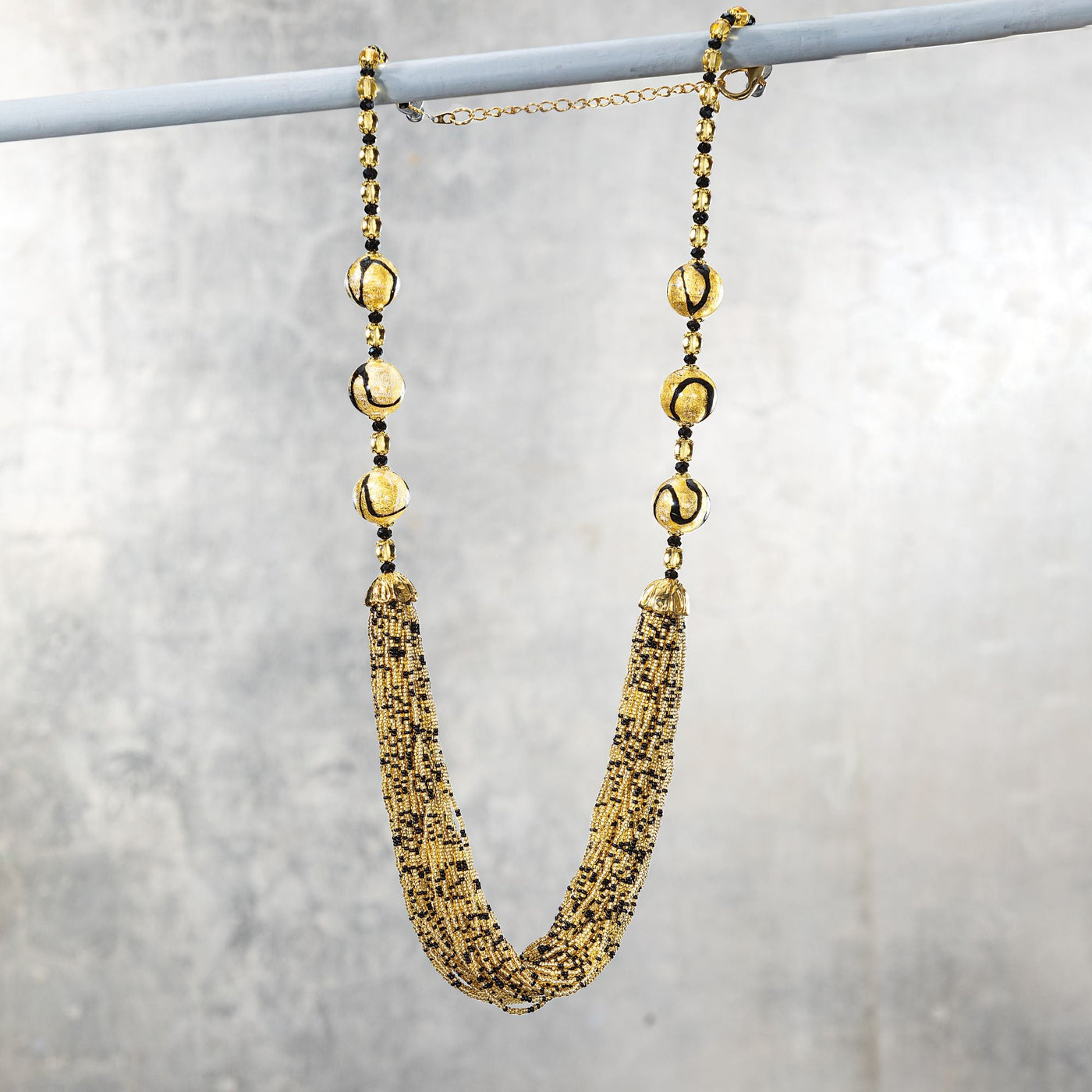 Golden Glitz Murano Glass Necklace