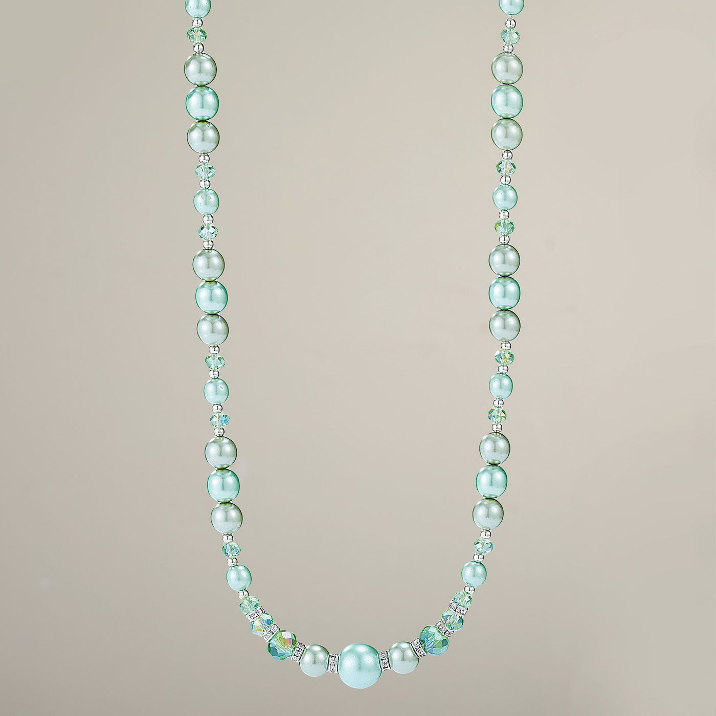 Murano Glass Mint Green Precious In Pearls Necklace
