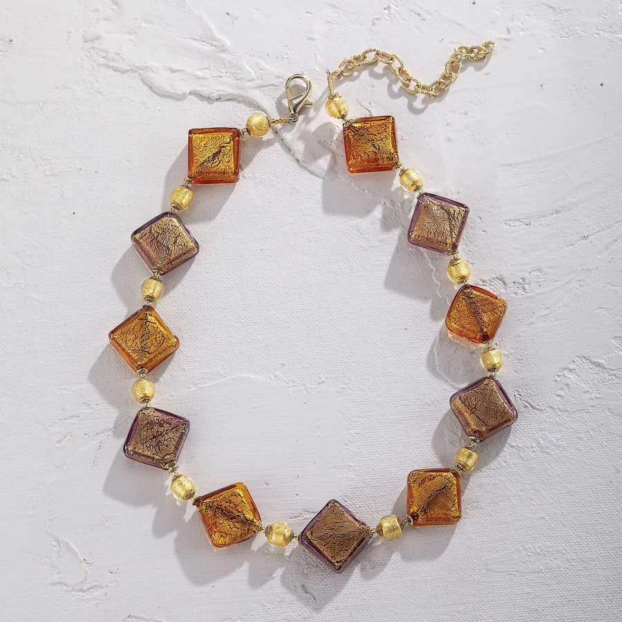 Murano Glass Shimmering Squares Necklace