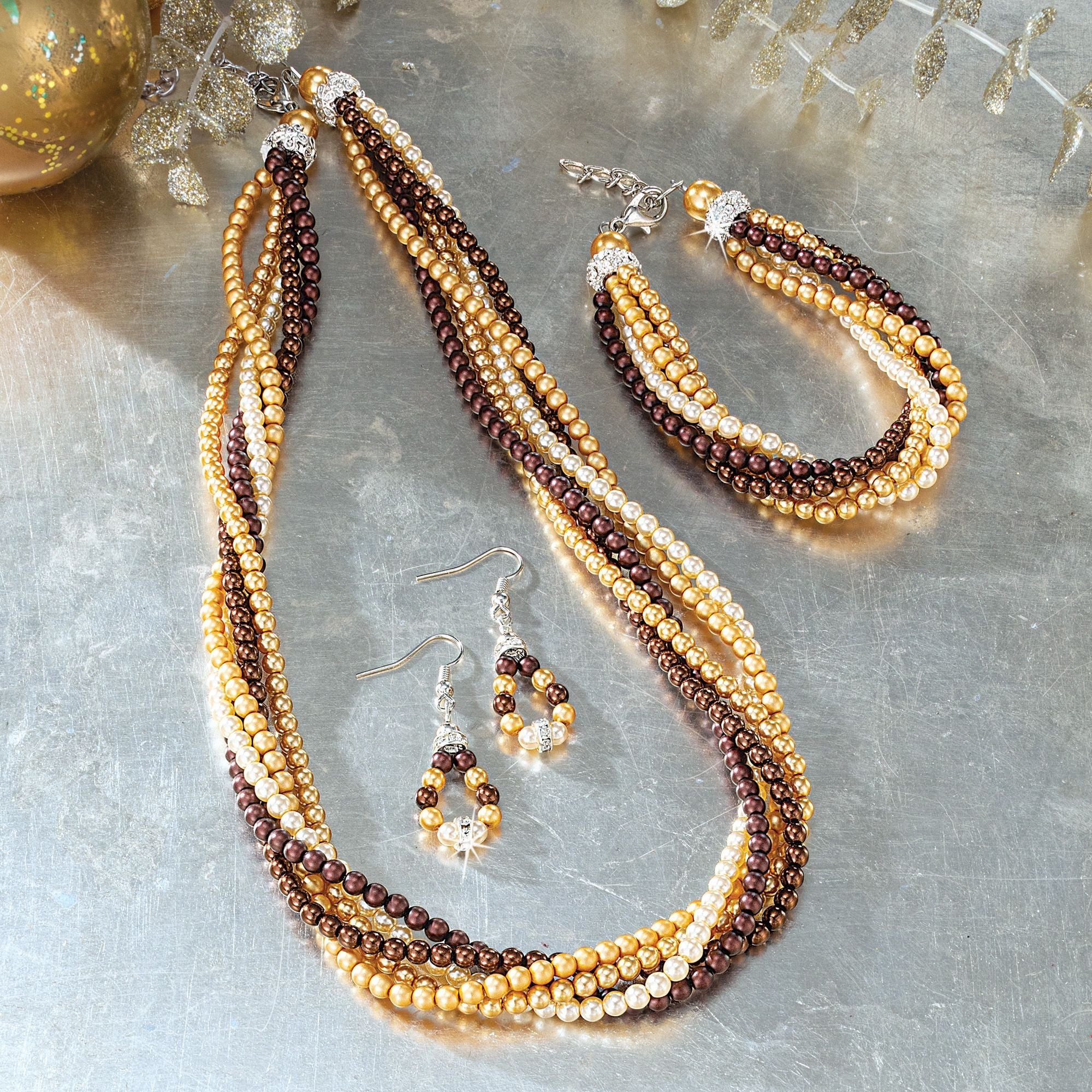 Golden Embrace Murano Glass Pearl Earrings