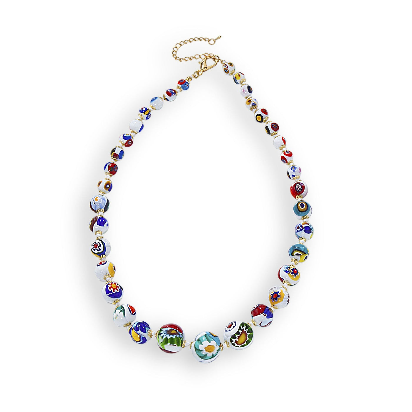 Murano Glass Millefiori White Necklace (Preorder)