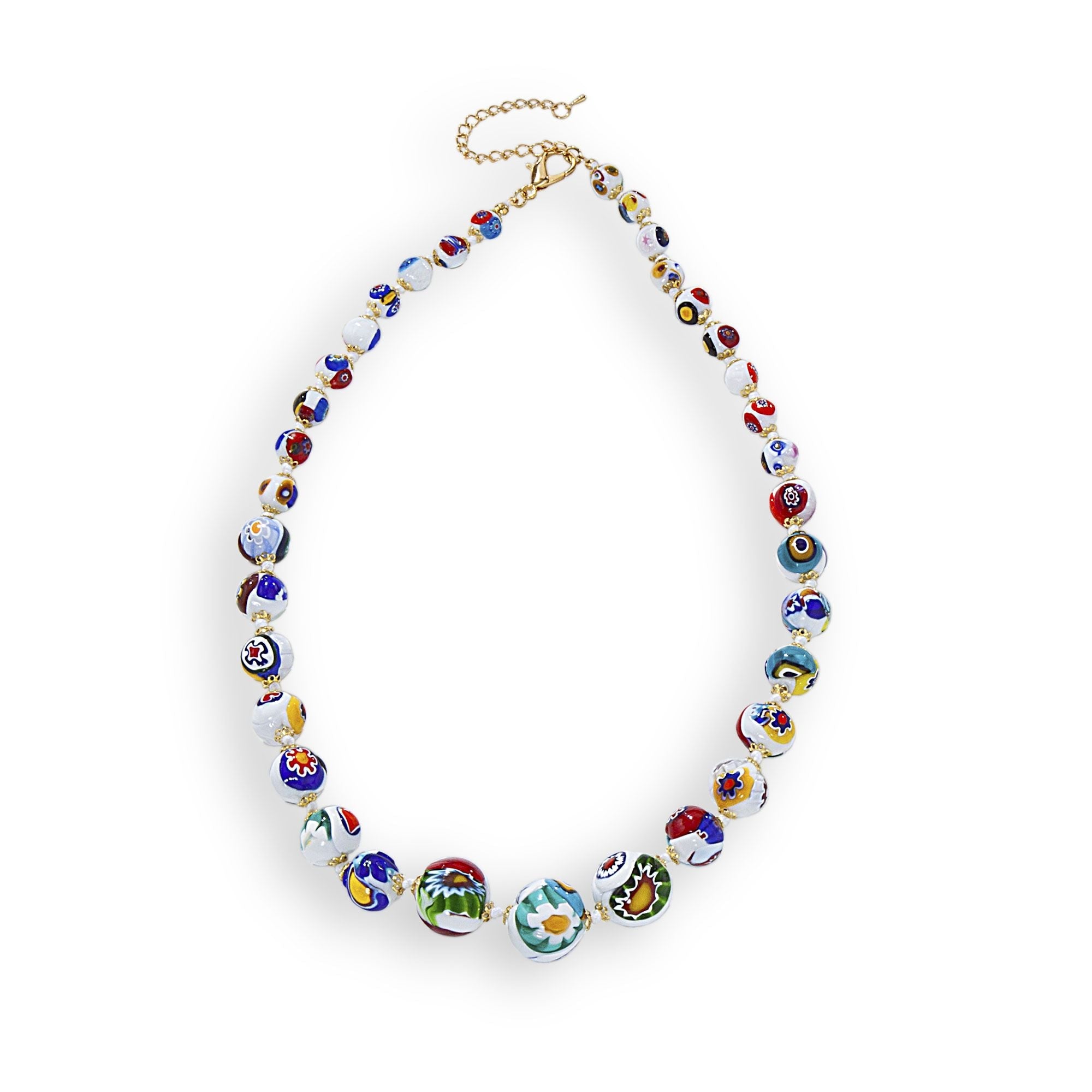 Murano Glass Millefiori White Necklace (Preorder)