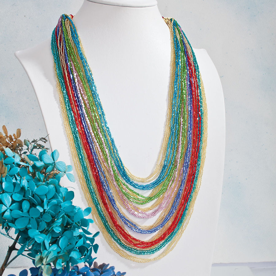 Murano Glass Rainbow Cascading Necklace