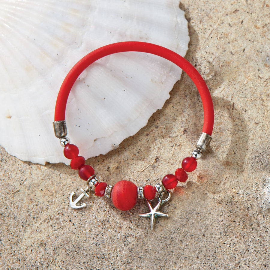Murano Glass Red Alluring Adriatic Stretch Bracelet