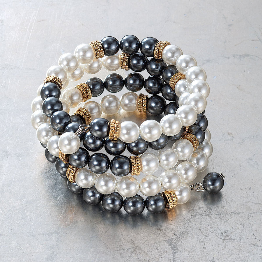 Elegance Is Everything Murano Glass Pearl Memory Wire Bracelet