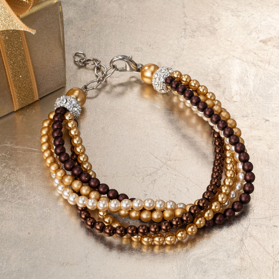 Golden Embrace Murano Glass Pearl Bracelet