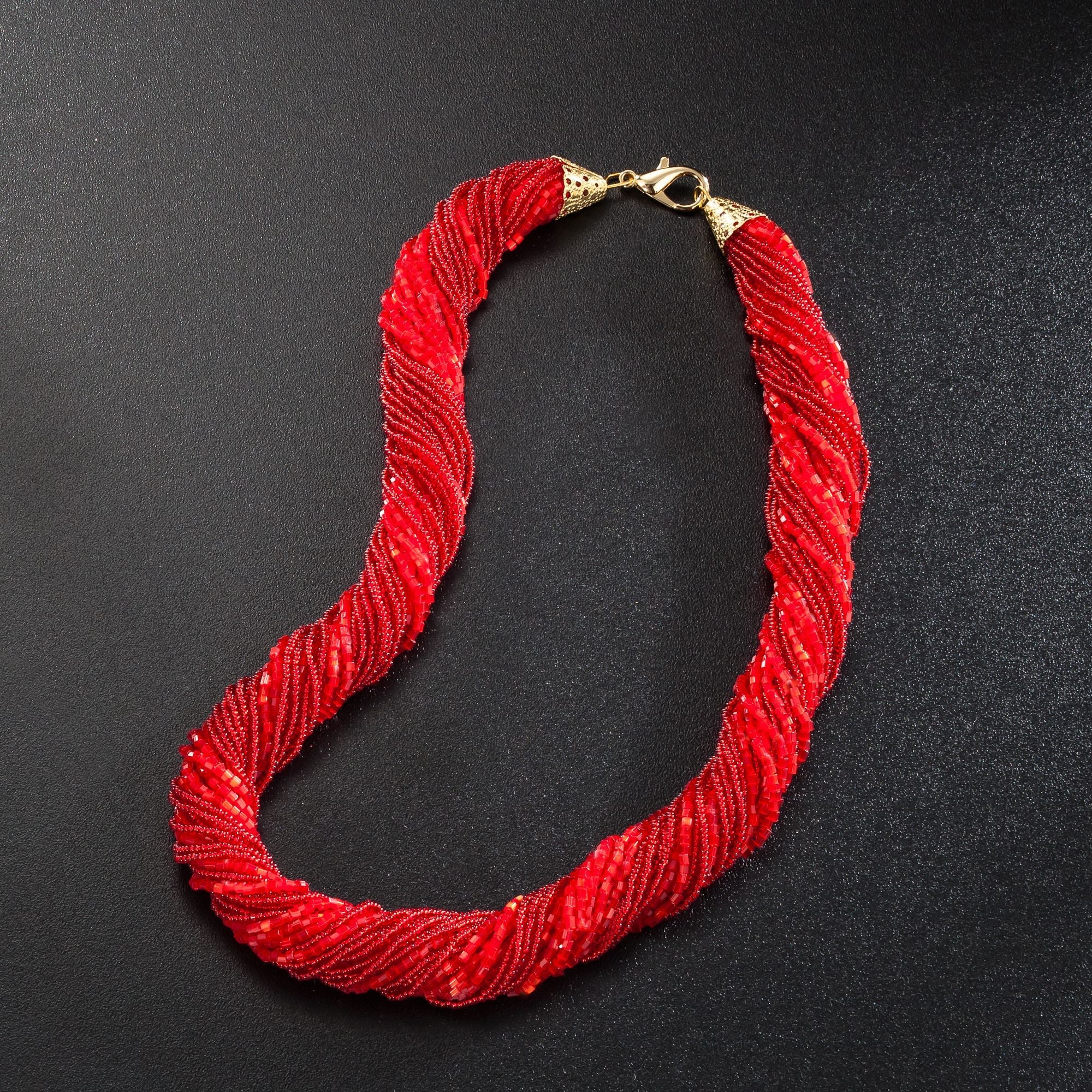 Murano Glass Red Torsade Necklace