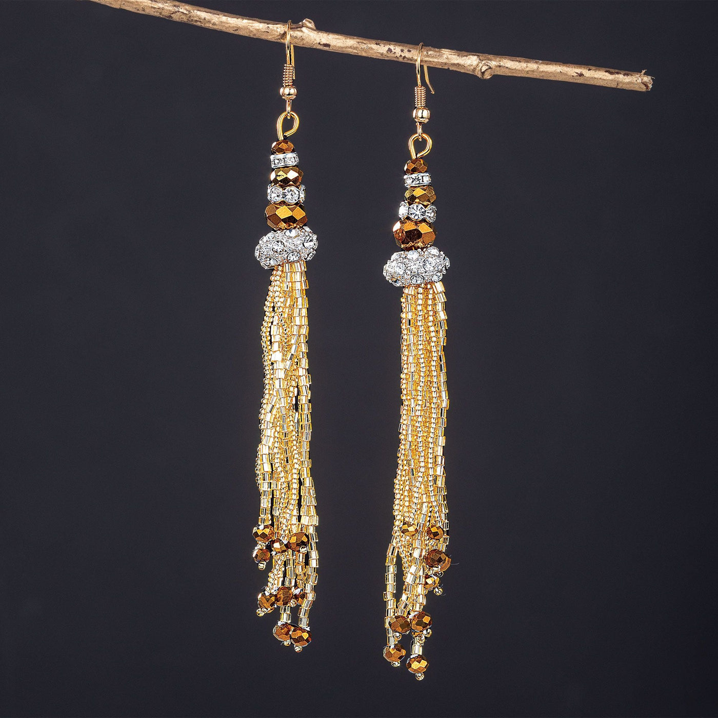 Murano Glass Gold Cascading Earrings