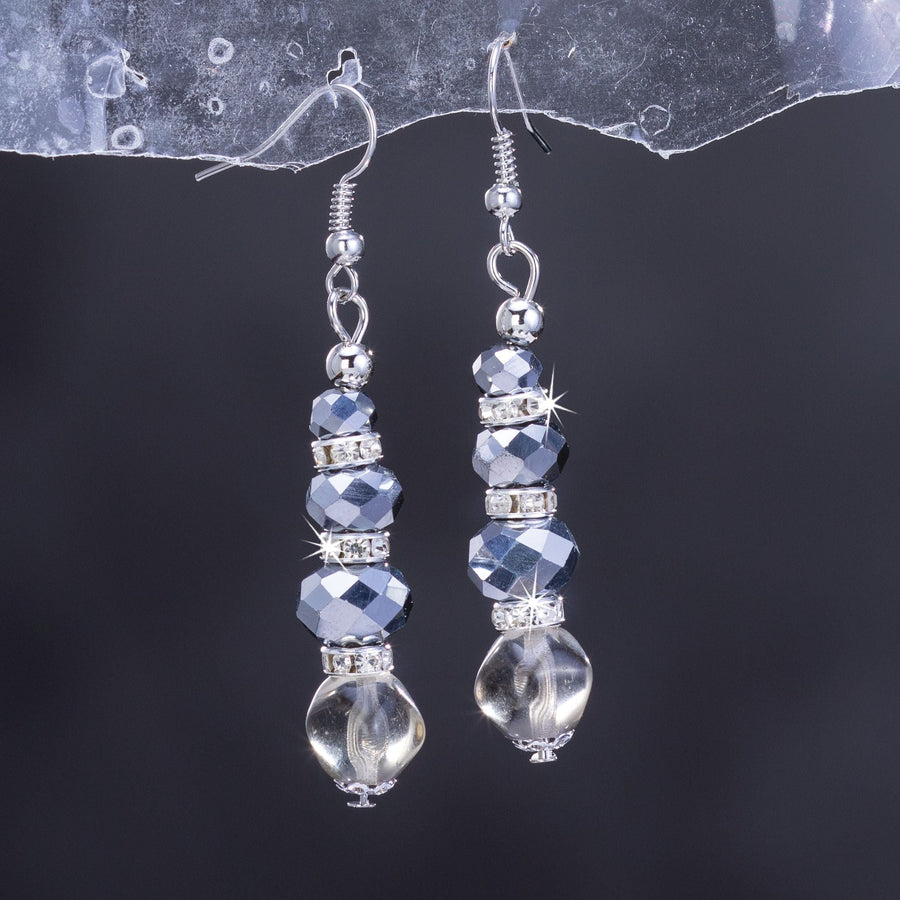 ''Silver Skyline'' Murano Glass Earrings