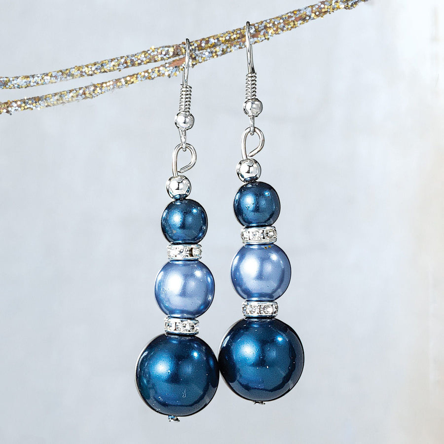 Murano Glass Cobalt Pearl Earrings