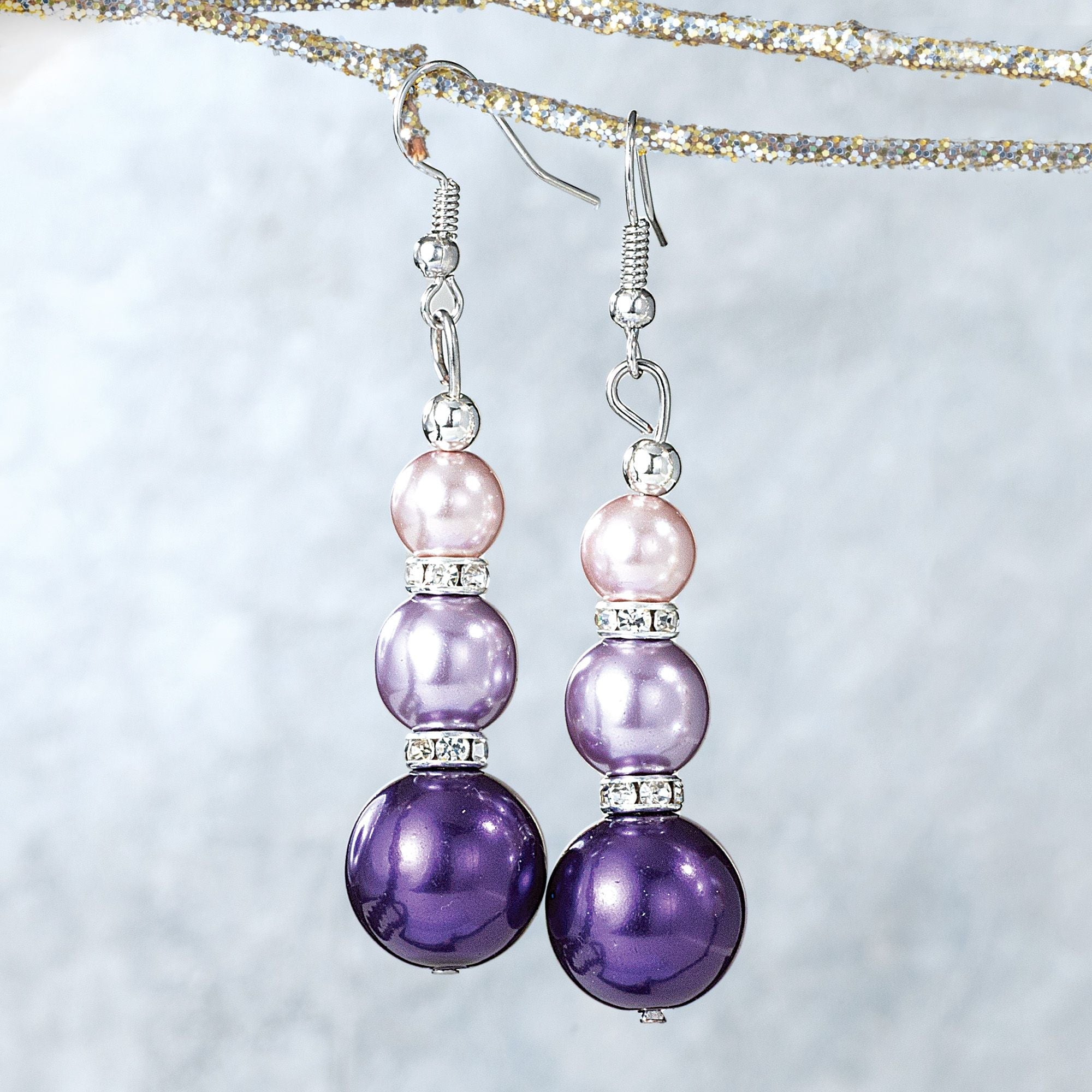 Murano Glass Purple Pearl Earrings