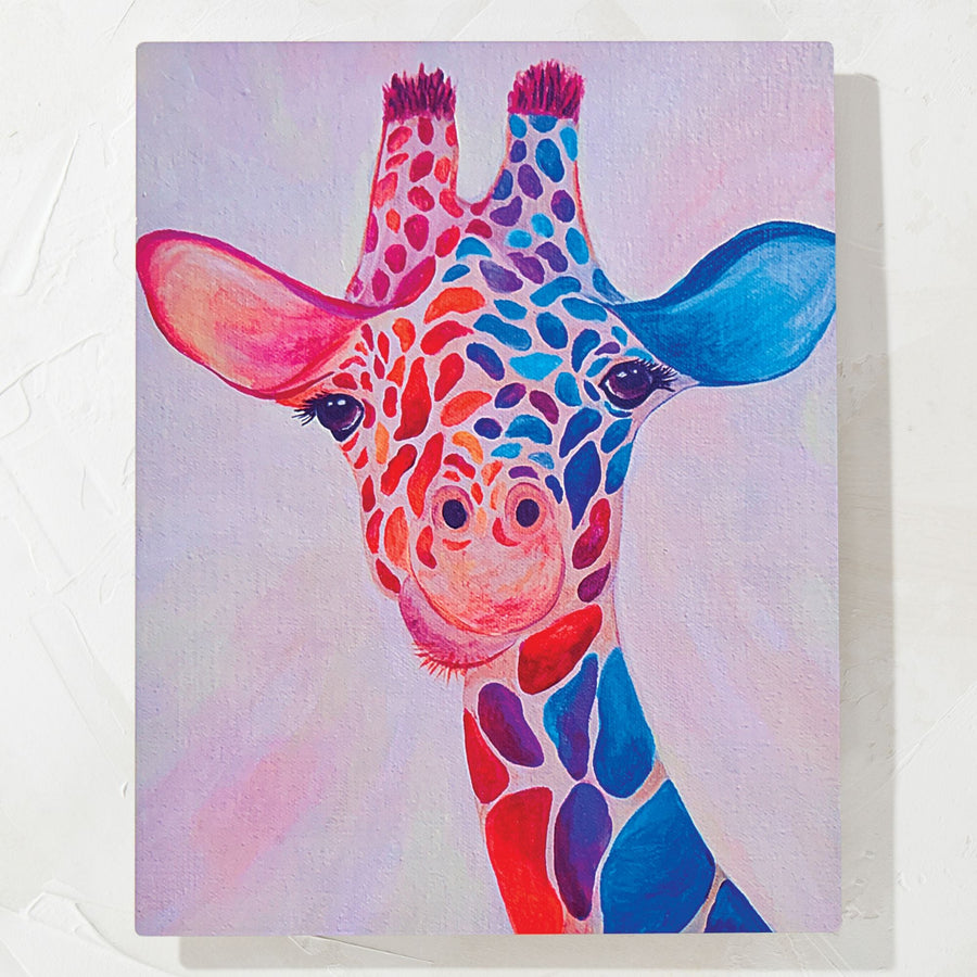 ''Here's Lookin' At You'' Rainbow Giraffe Printed Watercolor Wall Art
