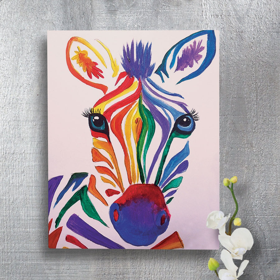 I'm All Ears Rainbow Zebra Printed Watercolor Wall Art